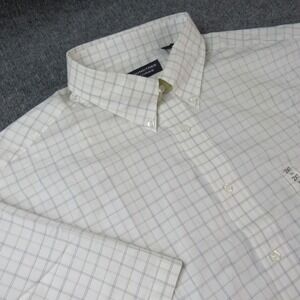Roundtree &‎ Yorke Shirt Mens 2XL Tall White Black Windowpane Plaid Short Sleeve